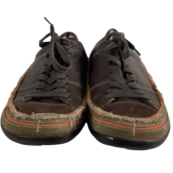 Kenneth Cole Reaction Other - Kenneth Cole Reaction Mens Brown Leather Canvas Distressed Sneakers Size 14